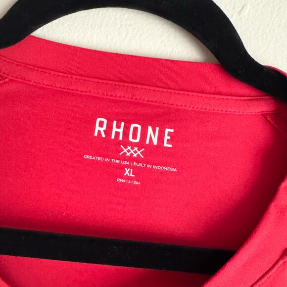 Rhone Red Performance Delta Pique Band Collar Henley Long Sleeve Top XL - Picture 3 of 6